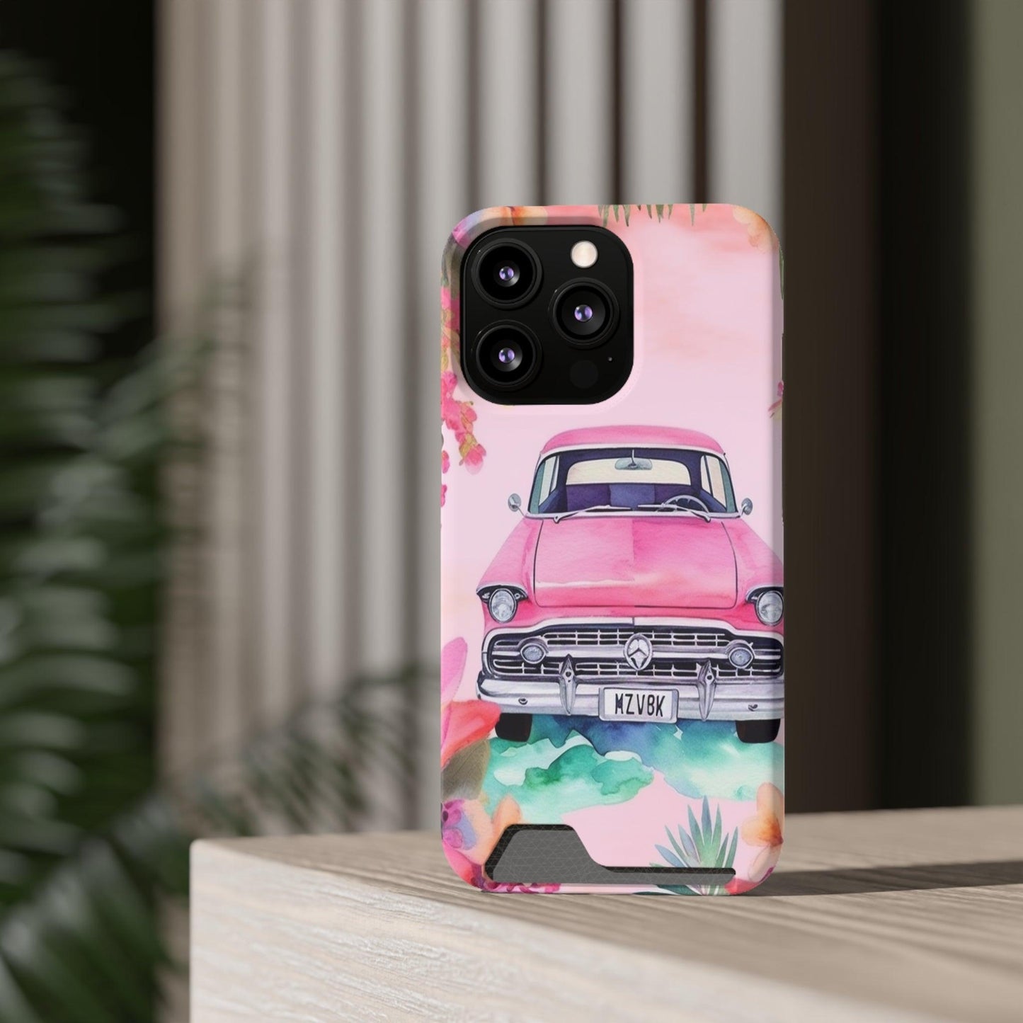 Pink Paradise Roadtrip Collection by Miniaday Designs, LLC. Phone Case With Card Holder - Miniaday Designs, LLC.