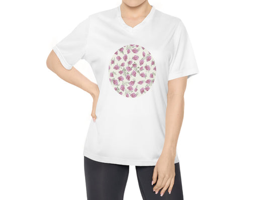 Romantic Rosette Reverie Collection by Miniaday Designs, LLC. Women's Performance V-Neck T-Shirt (XS-2XL) ATHLETIC FIT - Miniaday Designs, LLC.