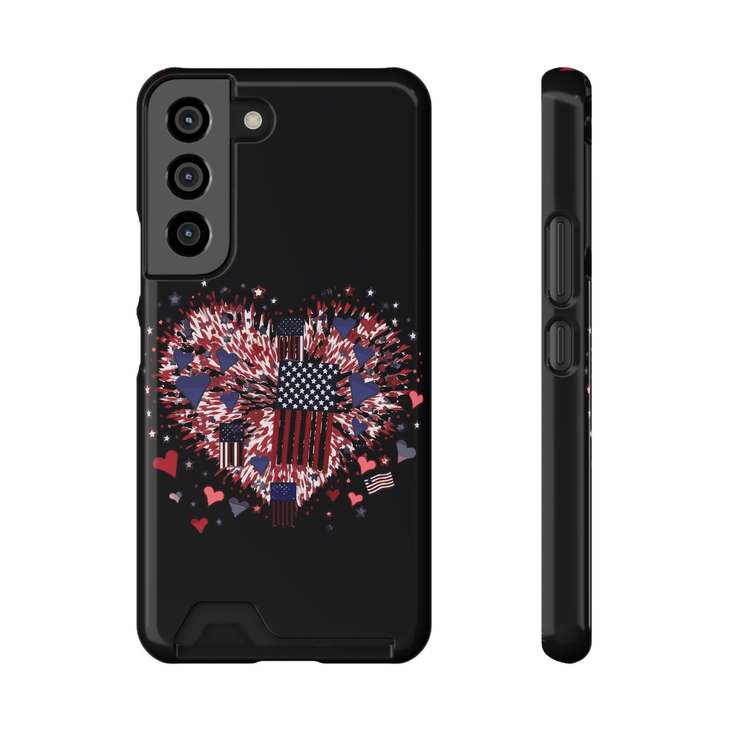 Patriotic Hearts of Valor Collection by Miniaday Designs, LLC. Phone Case With Card Holder - Miniaday Designs, LLC.