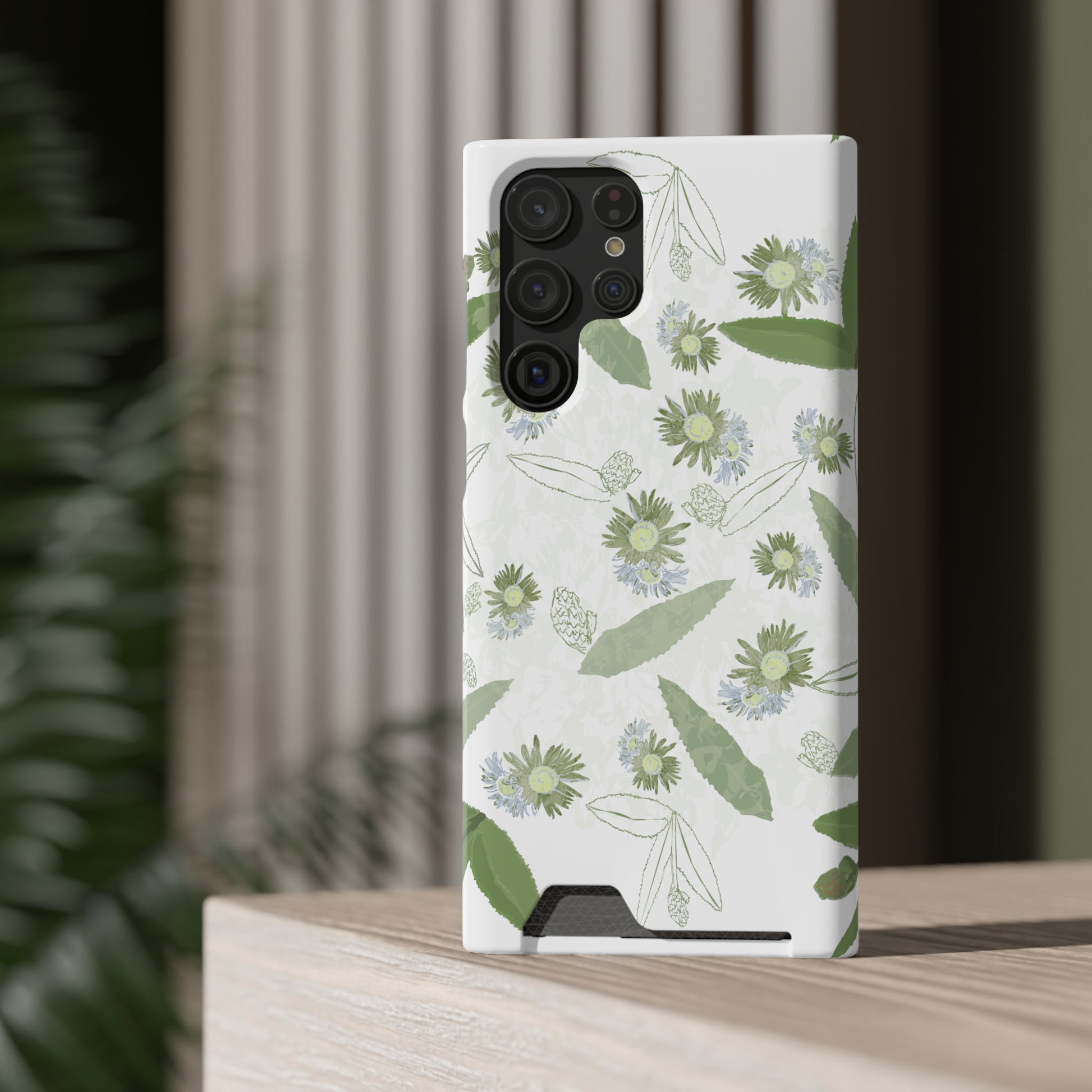 Serene Botanical Harmony Collection by Miniaday Designs, LLC. Phone Case With Card Holder - Miniaday Designs, LLC.