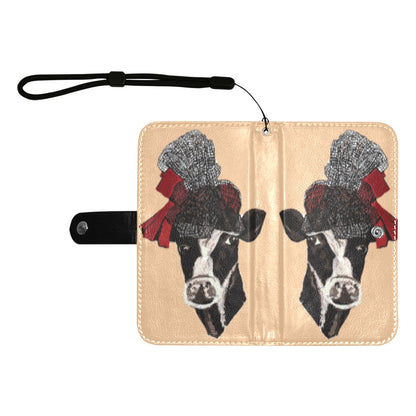 Miniaday Designs Monedero grande para teléfono con diseño de vaca con sombrero