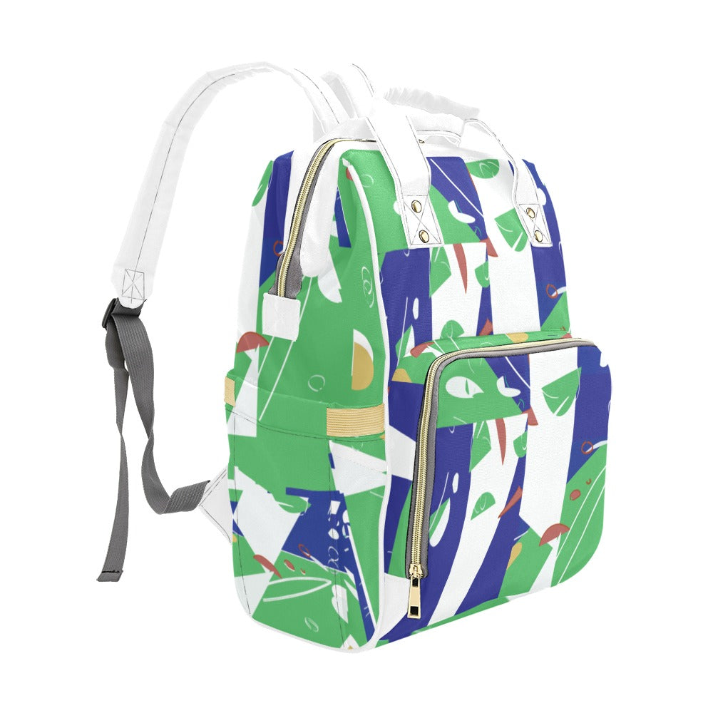 Miniaday Designs Multi-Function Backpack(Model1688) Blue and Green Abstract - Miniaday Designs, LLC.