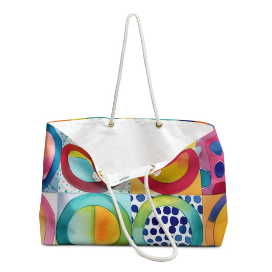 Vibrant Circle Mosaic Collection Weekender Bag - Miniaday Designs, LLC.