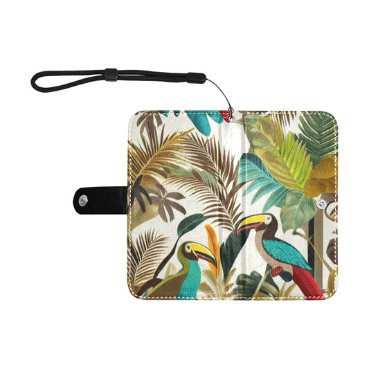 Miniaday Designs Tropical Toucan Cell - Monedero de piel con tapa para teléfono móvil/pequeño