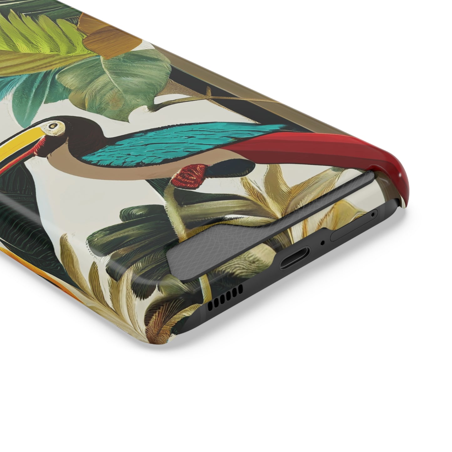 Miniaday Designs Phone Case With Card Holder Tropical Toucan Multicolor - Miniaday Designs, LLC.