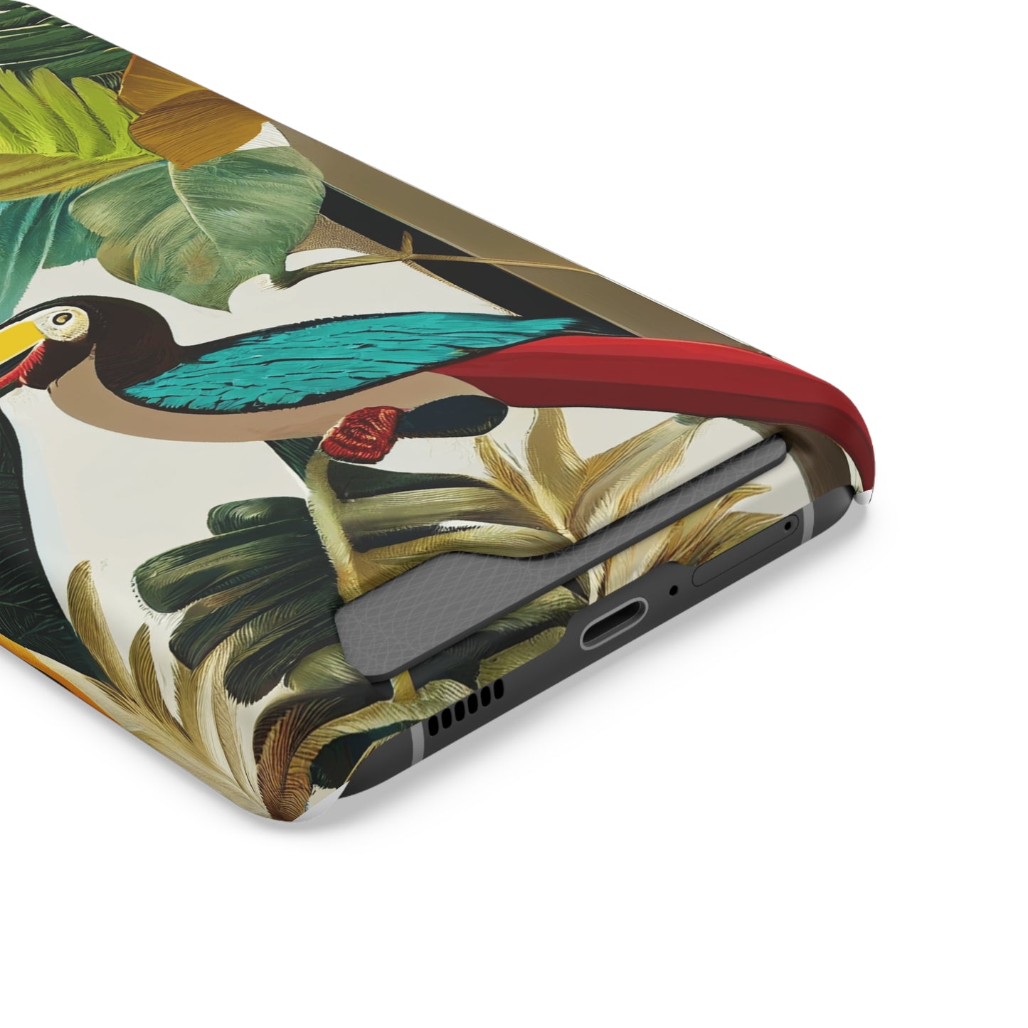 Miniaday Designs Phone Case With Card Holder Tropical Toucan Multicolor - Miniaday Designs, LLC.