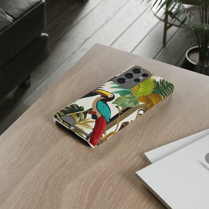 Miniaday Designs Phone Case With Card Holder Tropical Toucan Multicolor - Miniaday Designs, LLC.