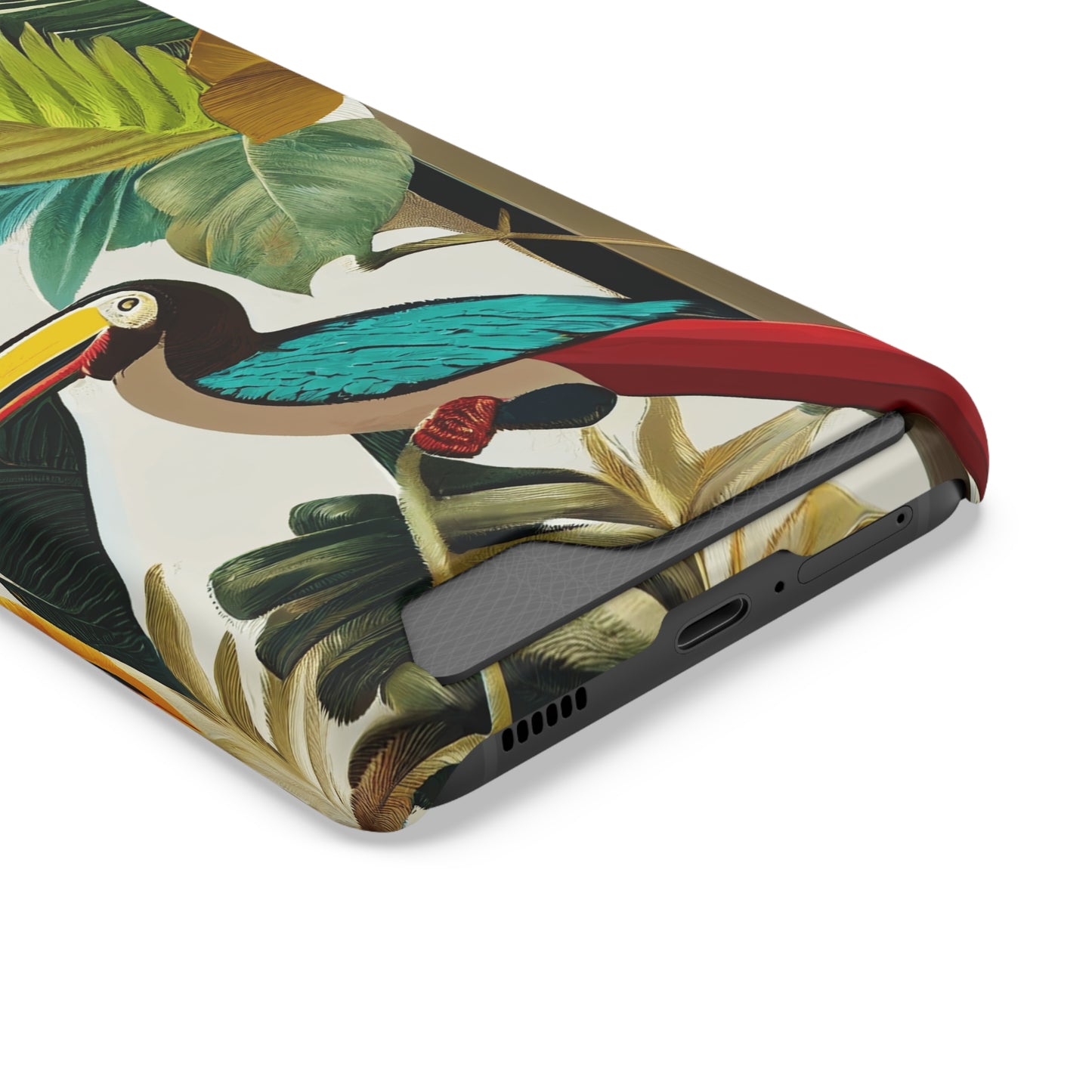 Miniaday Designs Phone Case With Card Holder Tropical Toucan Multicolor - Miniaday Designs, LLC.