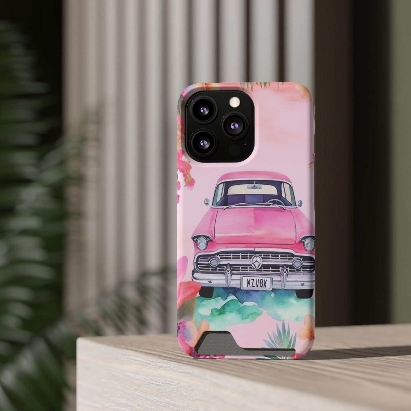 Pink Paradise Roadtrip Collection by Miniaday Designs, LLC. Phone Case With Card Holder - Miniaday Designs, LLC.