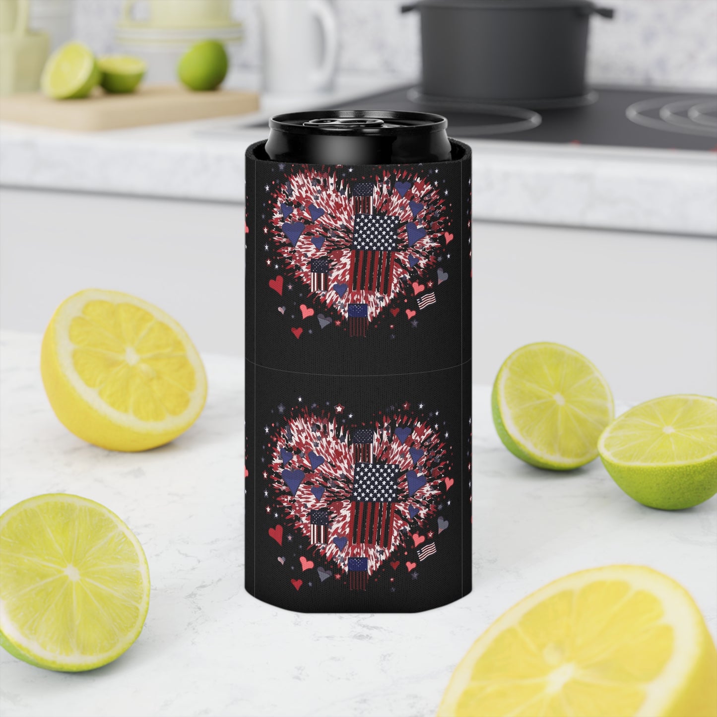 Patriotic Hearts of Valor Collection by Miniaday Designs, LLC. Can Cooler - Miniaday Designs, LLC.