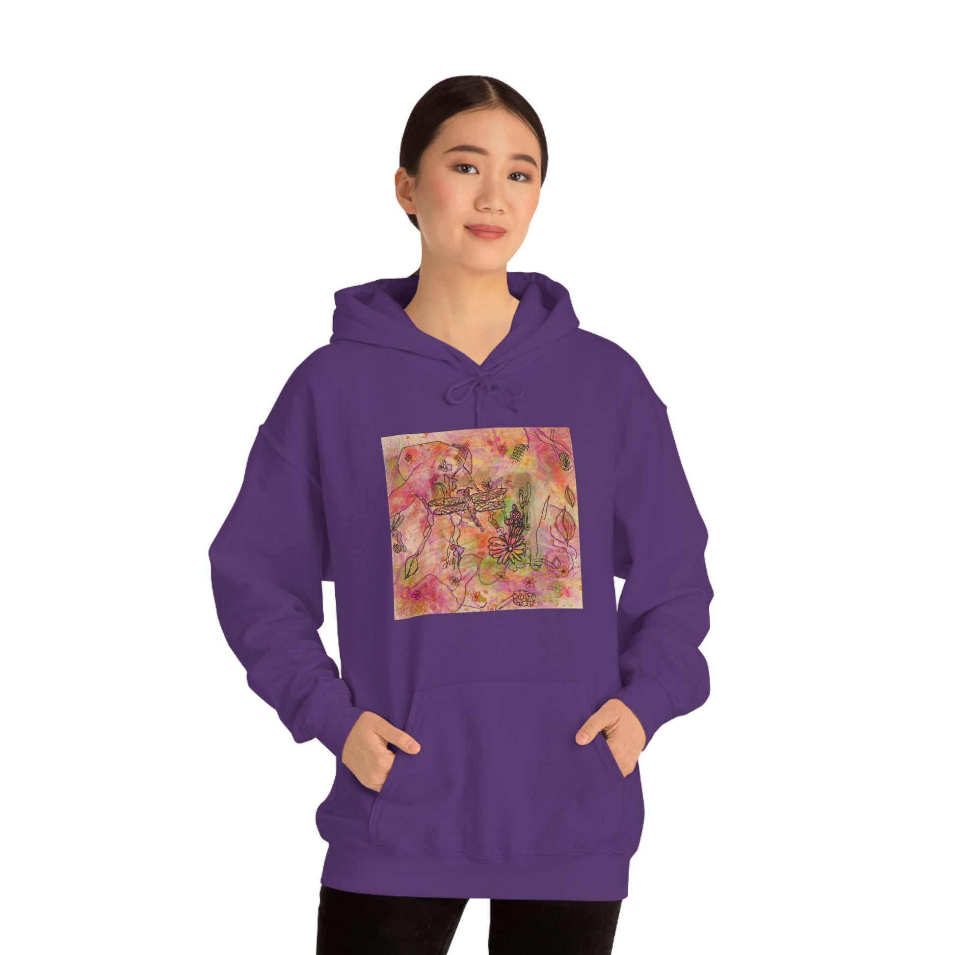 The Iridescent Dragonfly Dreams Collection by Miniaday Designs, LLC. Unisex Heavy Blend™ Hooded Sweatshirt - Miniaday Designs, LLC.