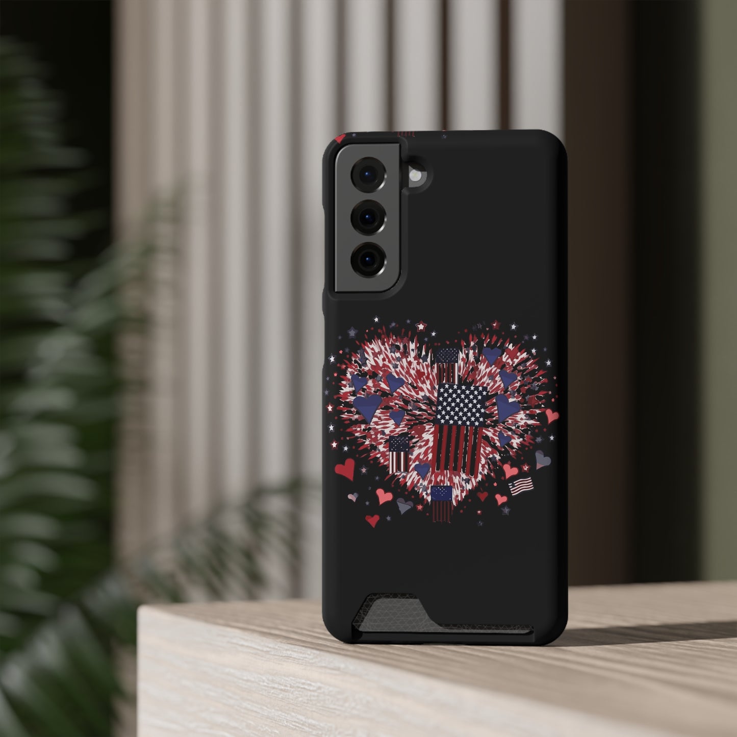 Patriotic Hearts of Valor Collection by Miniaday Designs, LLC.  Phone Case With Card Holder