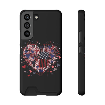 Patriotic Hearts of Valor Collection by Miniaday Designs, LLC. Phone Case With Card Holder - Miniaday Designs, LLC.