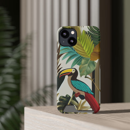 Miniaday Designs Phone Case With Card Holder Tropical Toucan Multicolor