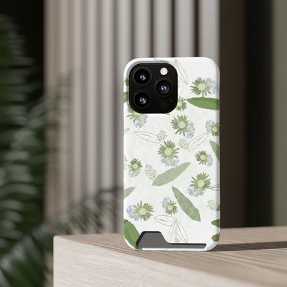 Serene Botanical Harmony Collection by Miniaday Designs, LLC. Phone Case With Card Holder - Miniaday Designs, LLC.