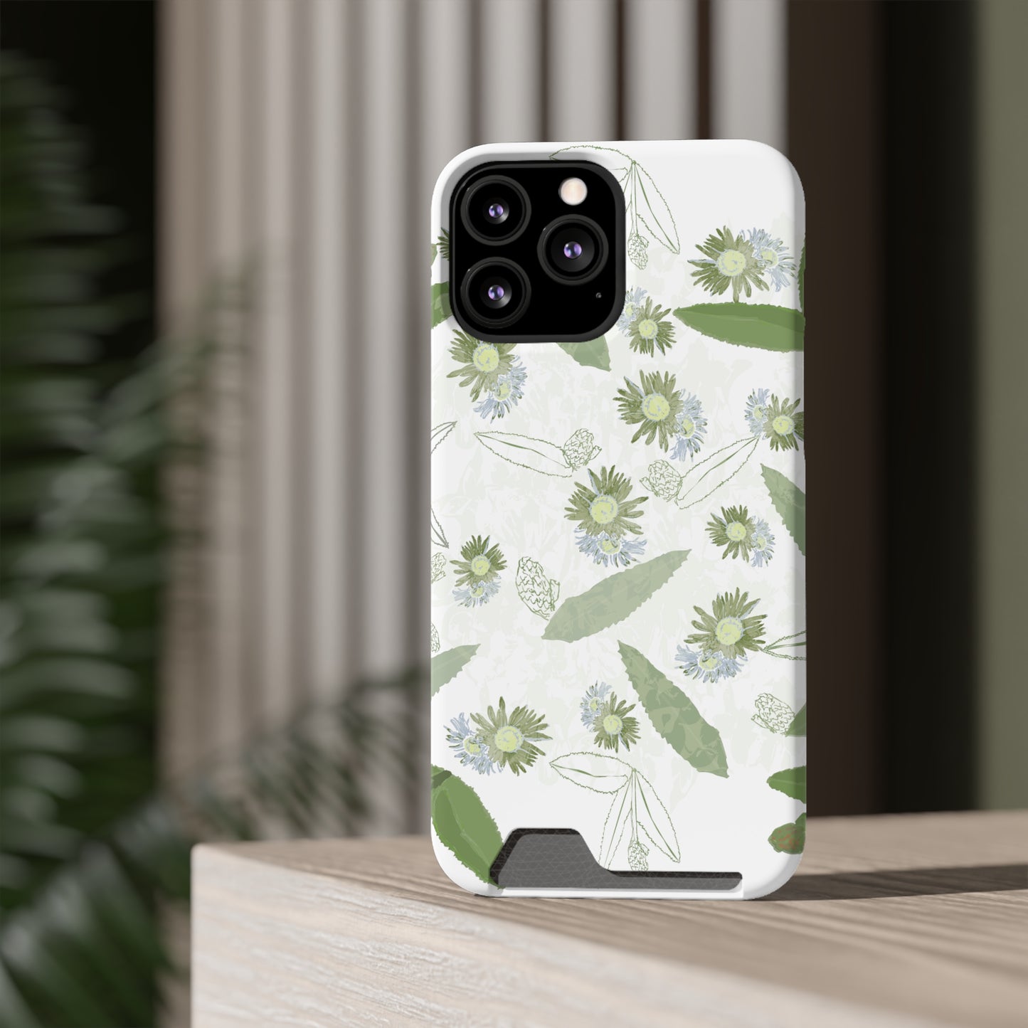 Serene Botanical Harmony Collection by Miniaday Designs, LLC. Phone Case With Card Holder - Miniaday Designs, LLC.