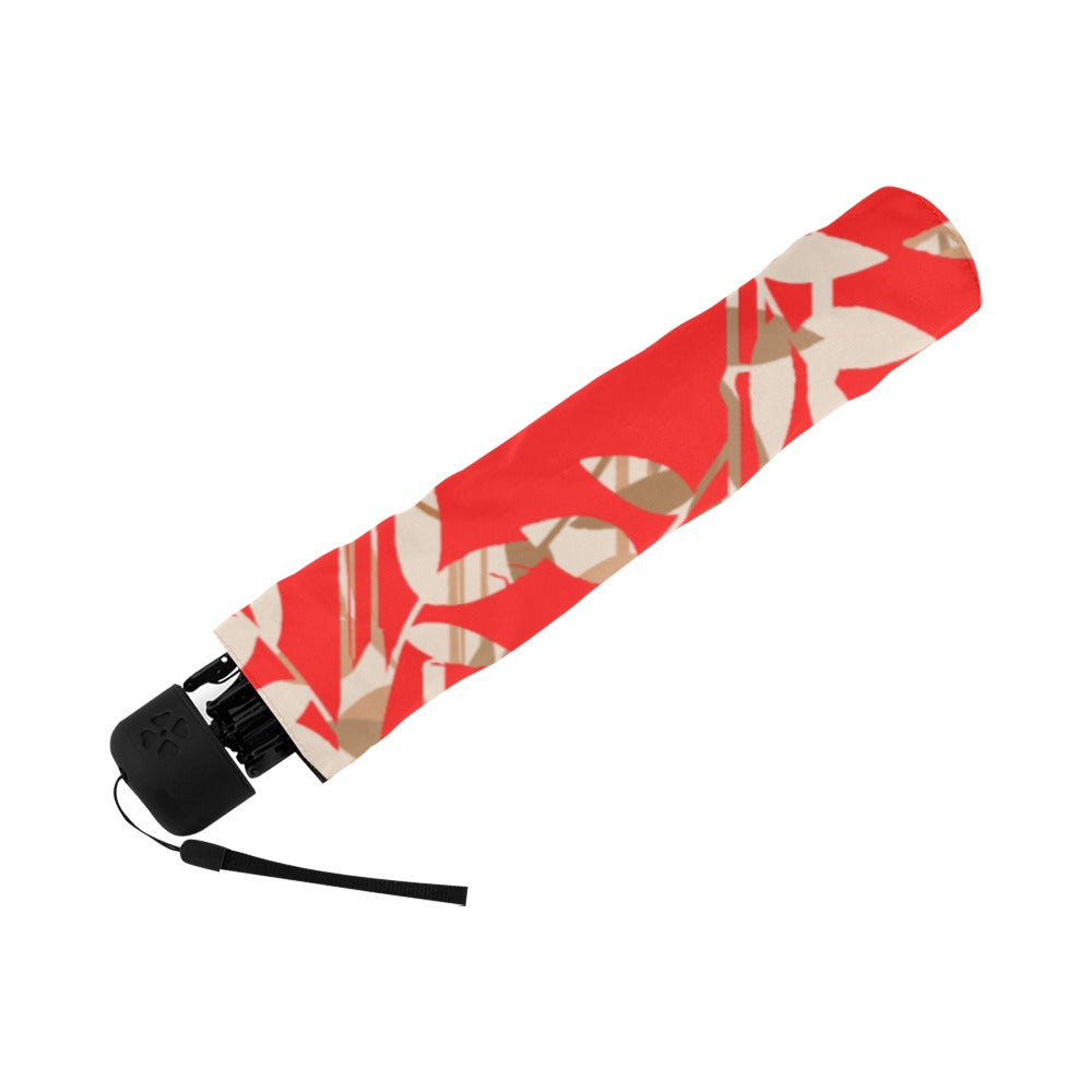 Miniaday Designs Reflective Bamboo on Red Anti-UV Foldable Umbrella - Miniaday Designs, LLC.