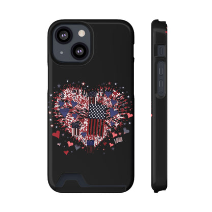 Patriotic Hearts of Valor Collection by Miniaday Designs, LLC.  Phone Case With Card Holder