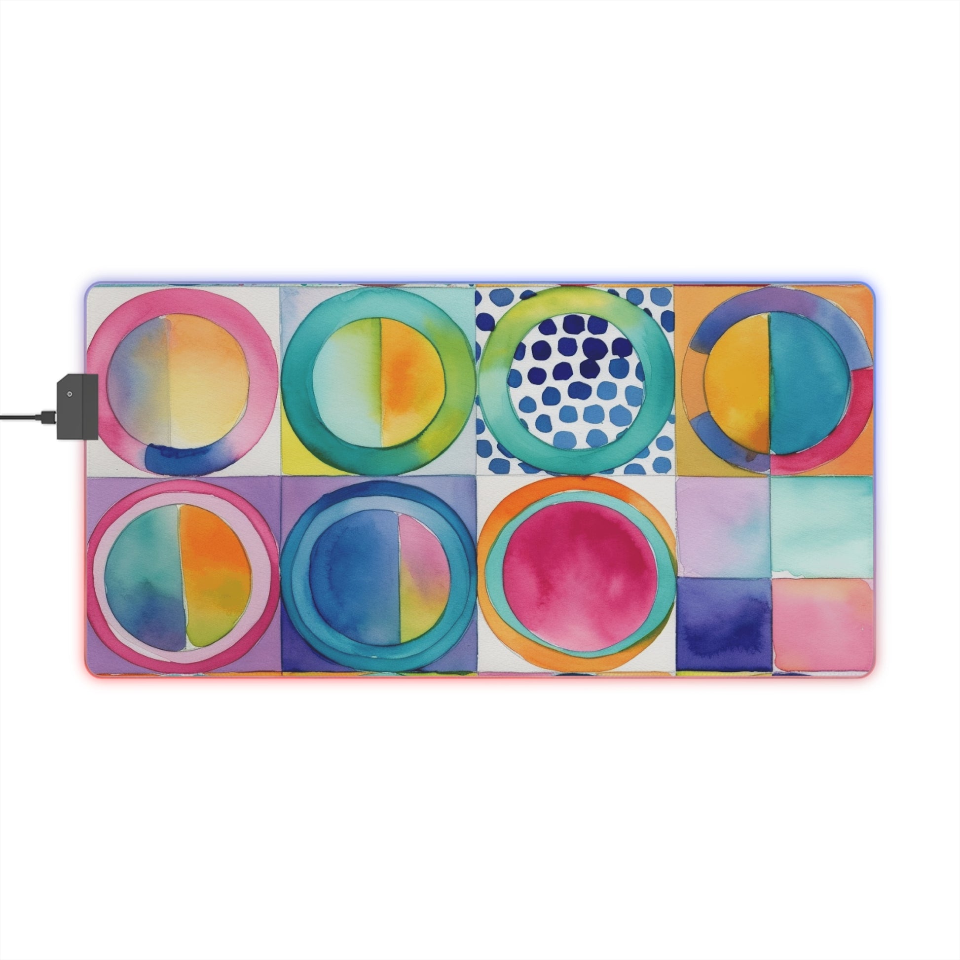 Vibrant Circle Mosaic Collection by Miniaday Designs, LLC. Circles LED Gaming Mouse Pad - Miniaday Designs, LLC.