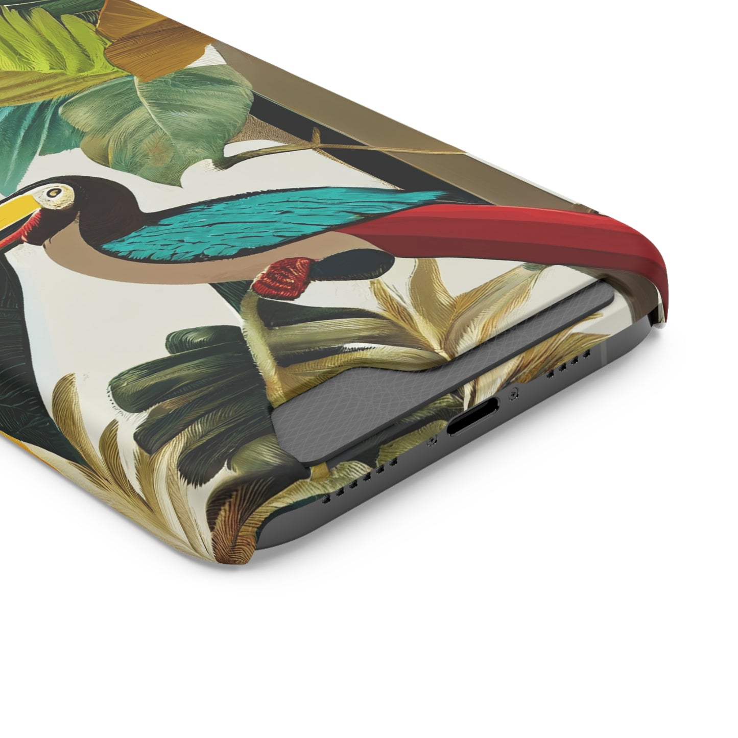 Miniaday Designs Phone Case With Card Holder Tropical Toucan Multicolor - Miniaday Designs, LLC.