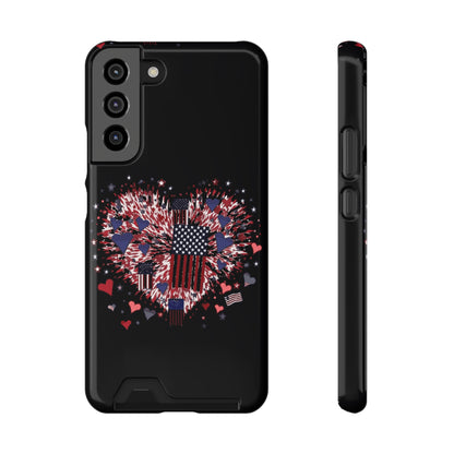 Patriotic Hearts of Valor Collection by Miniaday Designs, LLC. Phone Case With Card Holder - Miniaday Designs, LLC.