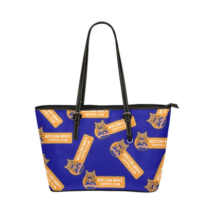 Miniaday Designs Bitcoin Ben Crypto Club Bolso de mano de cuero PU/Azul grande