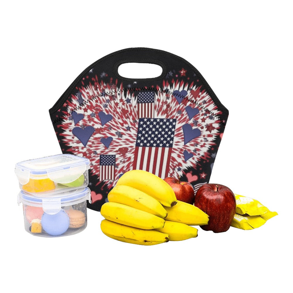 Patriotic Hearts of Valor Collection Neoprene Lunch Bag (Model 1669) (Small) - Miniaday Designs, LLC.