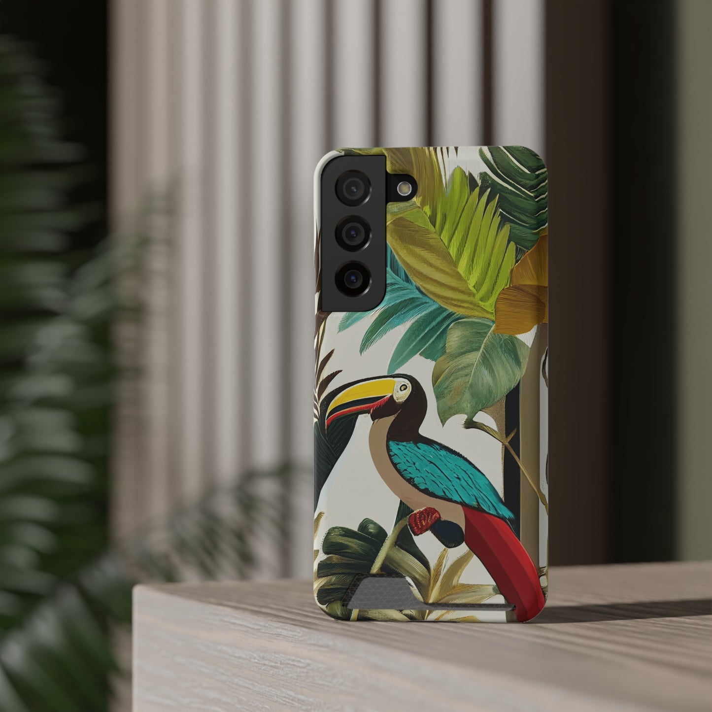 Miniaday Designs Phone Case With Card Holder Tropical Toucan Multicolor - Miniaday Designs, LLC.