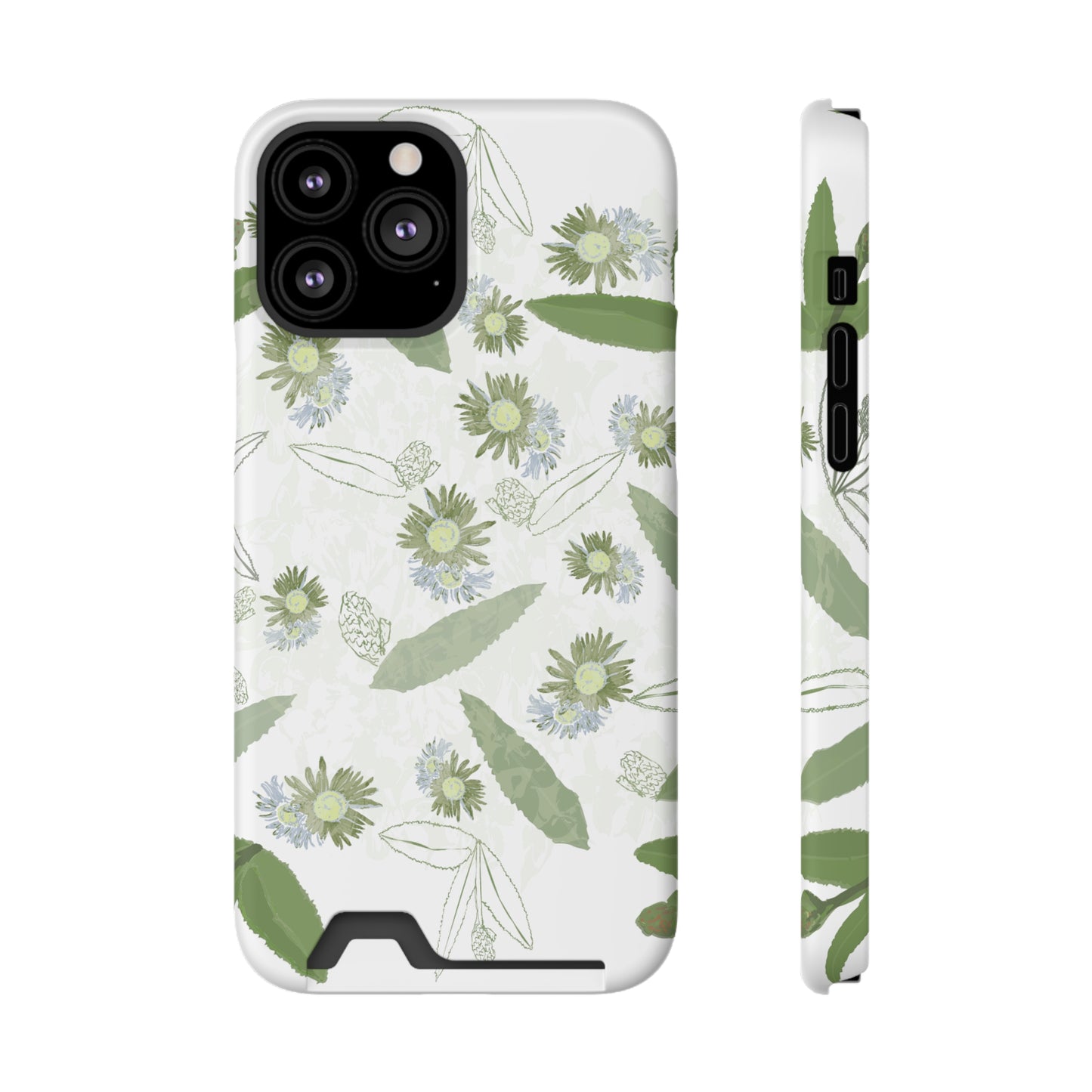 Serene Botanical Harmony Collection by Miniaday Designs, LLC. Phone Case With Card Holder - Miniaday Designs, LLC.