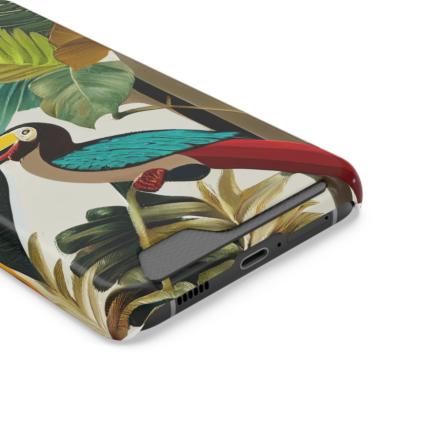 Miniaday Designs Phone Case With Card Holder Tropical Toucan Multicolor - Miniaday Designs, LLC.