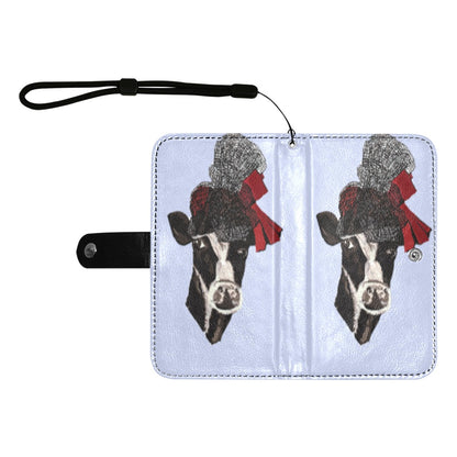 Miniaday Designs Monedero grande para teléfono con diseño de vaca con sombrero